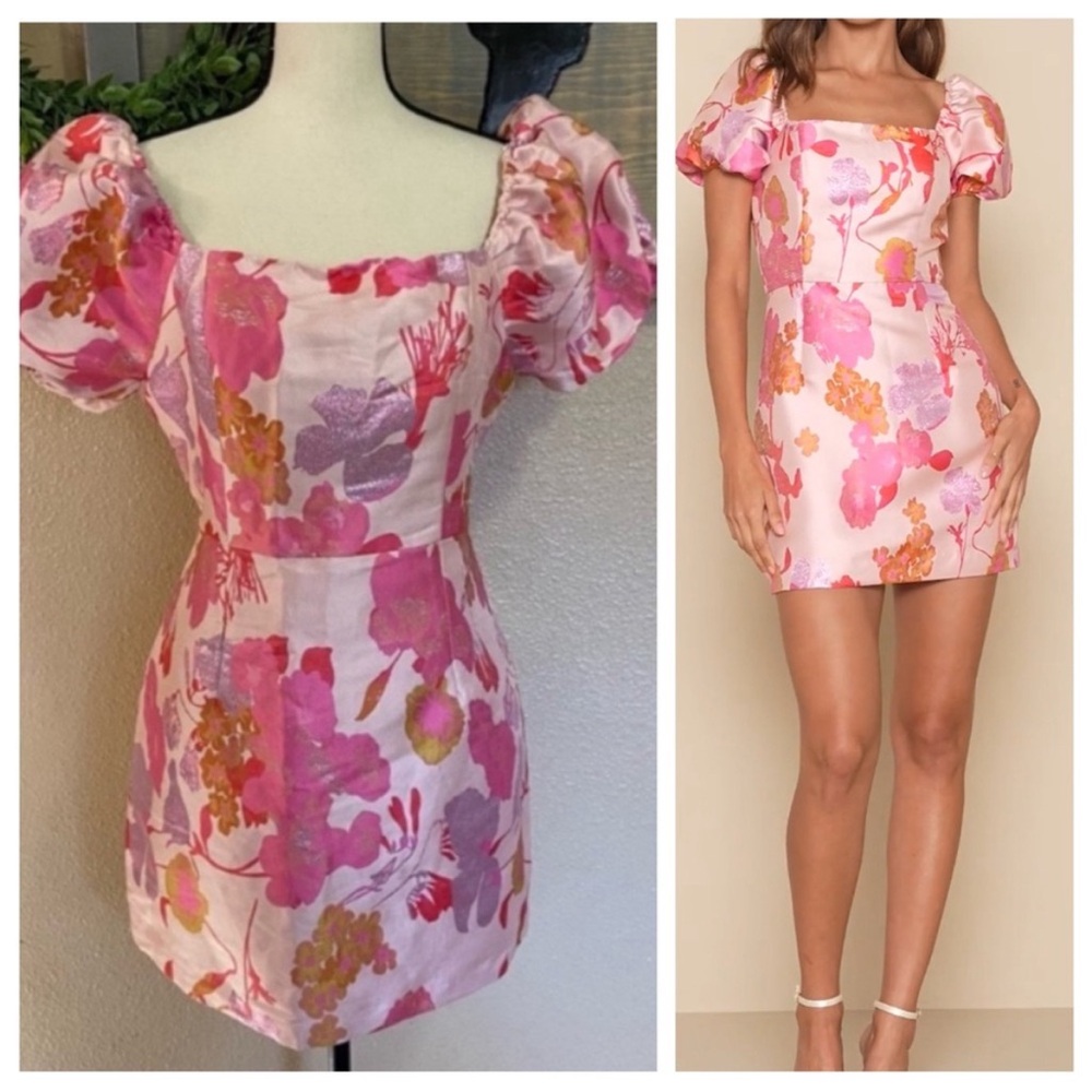 Lulu's Pink Ruffled Puff Sleeve Sundress